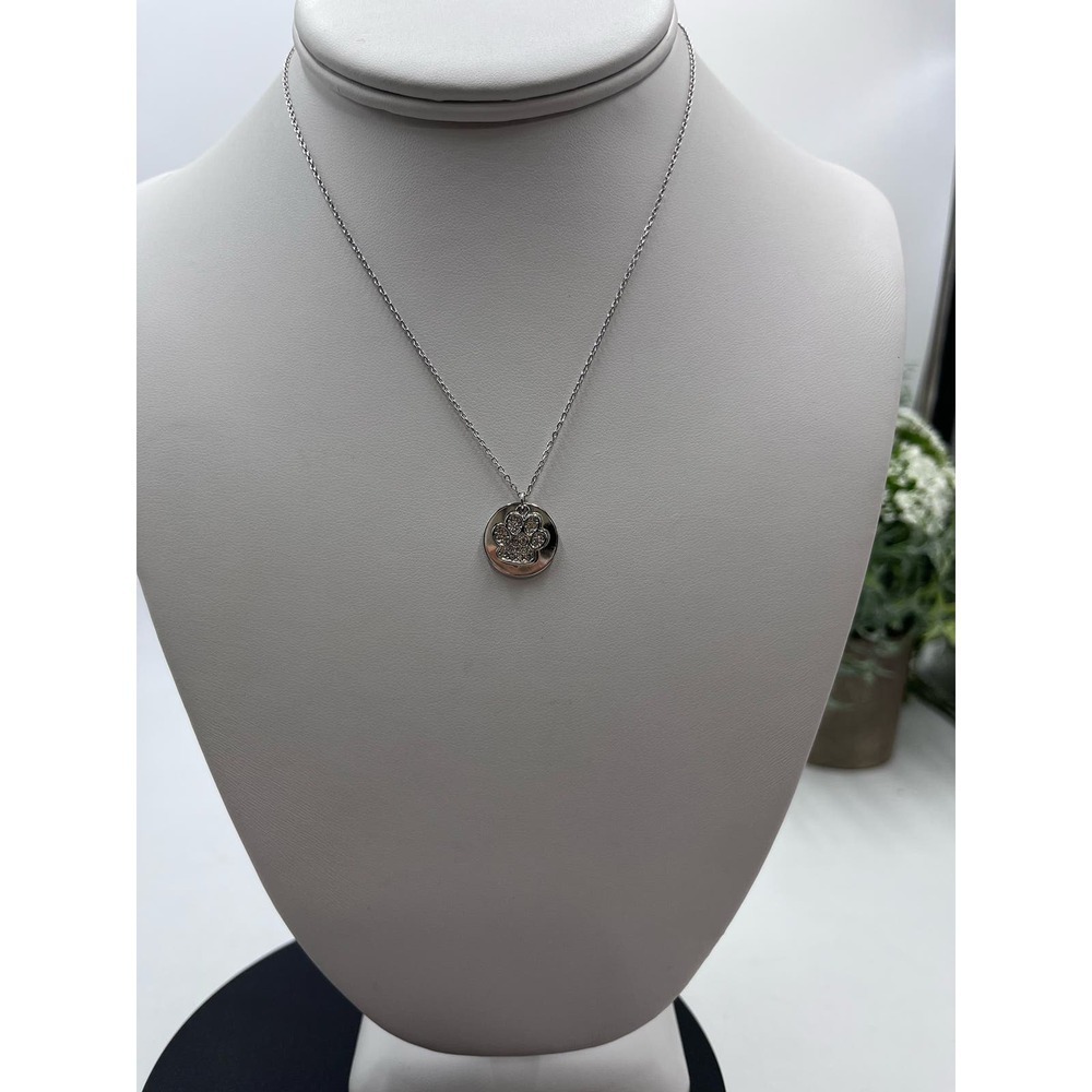 TCS Swarovski Crystal Pave Paw Print Silver‎ Tone Necklace